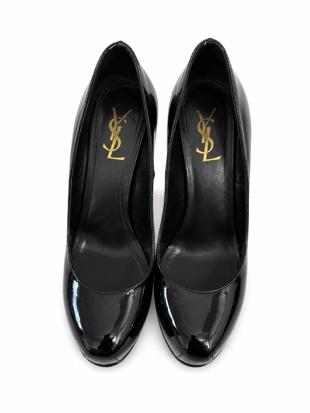 Yves Saint Laurent Black Patent Leather Pumps- Rive Gauche 37.5